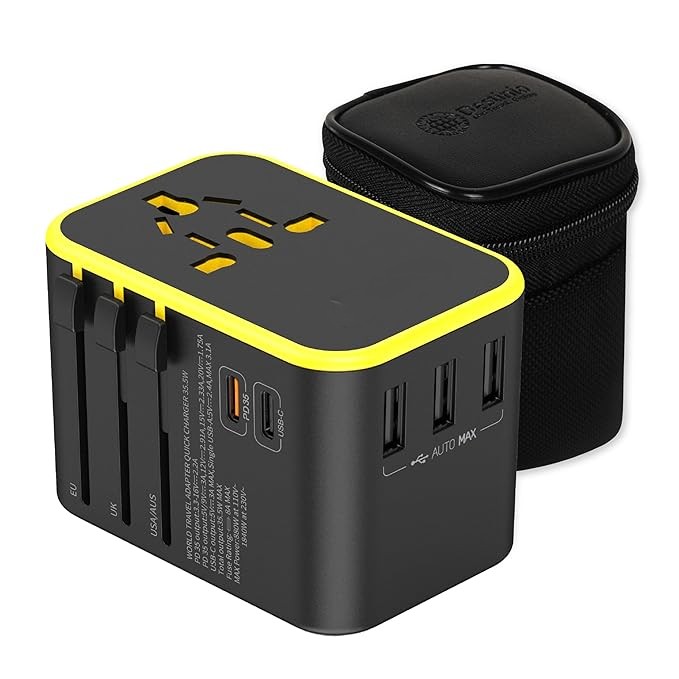 Destinio Universal Travel Adapter: 6-in-1 Fast 35W Charger with USB & Type C Ports