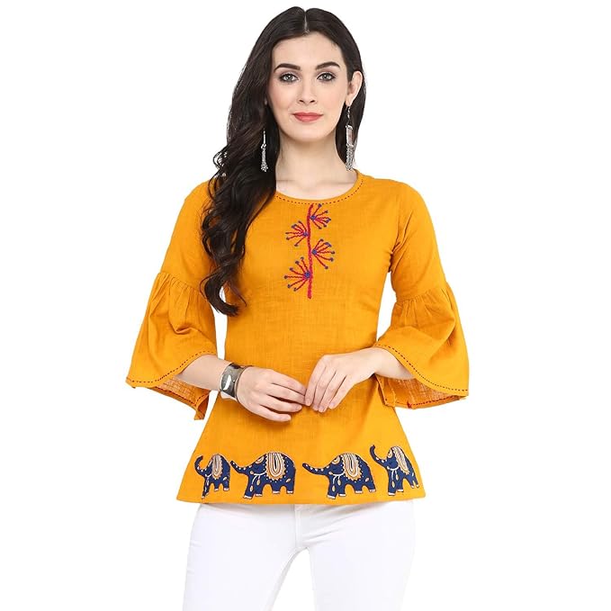 Yash Gallery Women's Cotton Regular Fit Top