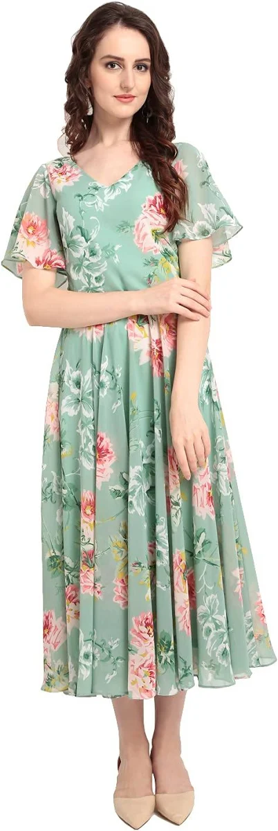 rare Women's Georgette Fit and Flare Maxi Dress