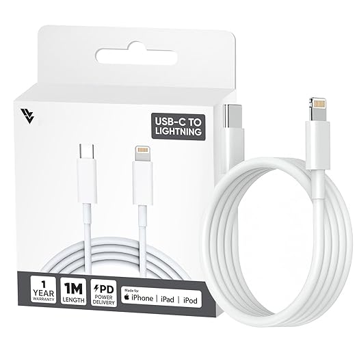 DR VAKU 20W MFi Certified Charger & Cable for iPhone 14/13/12/11/X Series (White)