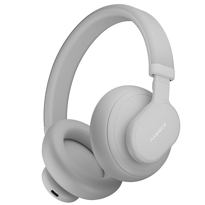 HAMMER Bash Max Over The Ear Wireless Bluetooth Headphones with Mic, Touch Control, Deep Bass, Upto 40 Hours Playtime, Bluetooth 5.3, Workout/Travel (Cool Grey)