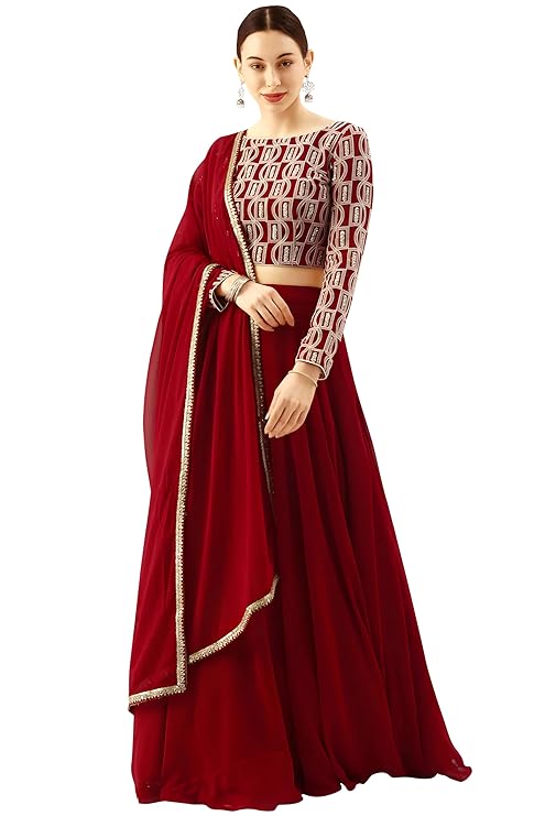 TRENDMALLS Women's Georgette Embroidery Lehenga Choli with Dupatta I Navratri Stylish Lehenga Choli for women