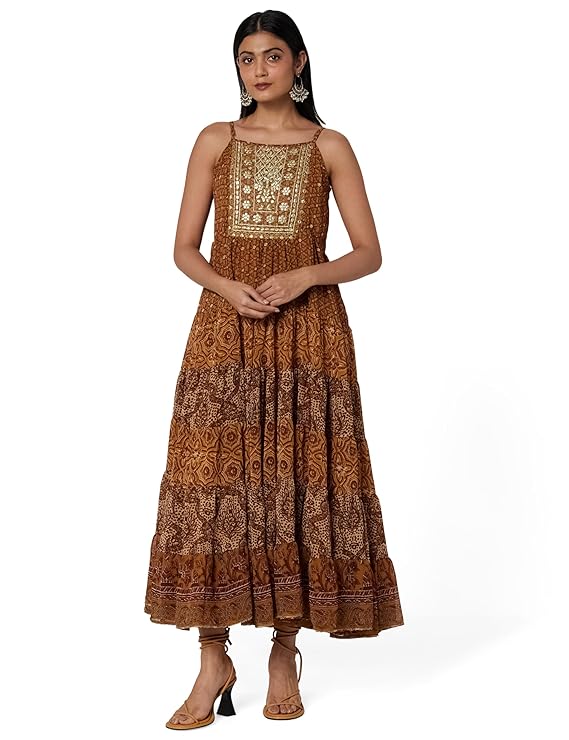 BIBA Women Georgette Printed Tiered Dress