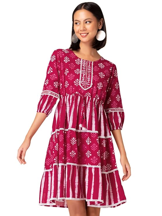 Indya Women's Fit and Flare Standard Length Dress