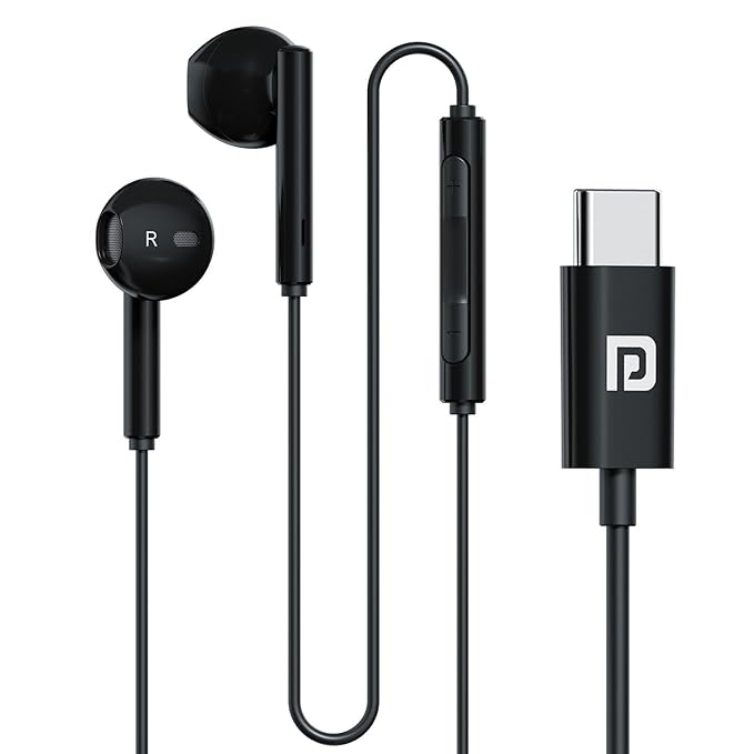 Portronics Conch Theta C Type C Wired Earphones with Mic - White