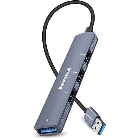 Honeywell Newly Launched 4in1 Ultra Slim Multiport Type C Hub to 1xUSB 3.0 & 3xUSB 2.0 Ports,30cms(1 feet) Cable,DataTransfer Speed Upto 5GBPS,Universally Compatible with All USB,PC,Speaker,Laptop