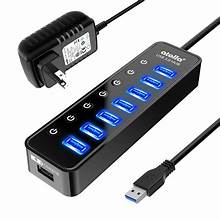 ZORBES® USB Hub 3.0 for PC Multiport Adapter with 7 USB Ports High Speed 3.0 USB Hub for Laptop with Individual Switch Control USB Extender with Multi USB Port for MacBook, Mac Pro