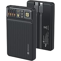 Portronics Luxcell Mini 10K Advanced 10000 mAh Nano Power Bank with 22.5W Max Output, LED Indicator, Mach USB-A Output, Type C PD Output, Type C Input, Wake Up Button(Black)