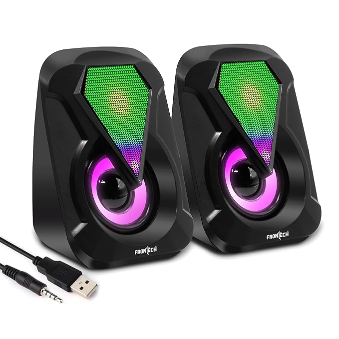 FRONTECH 2.0 USB Speakers with RGB Lights for PC, Laptop & Mobile