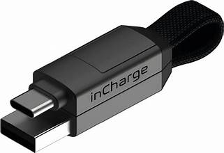 inCharge Rolling Square 6 Portable Keychain Charger Cable,6-In-1 Multi Charging Cable,Mercury Gray, USB