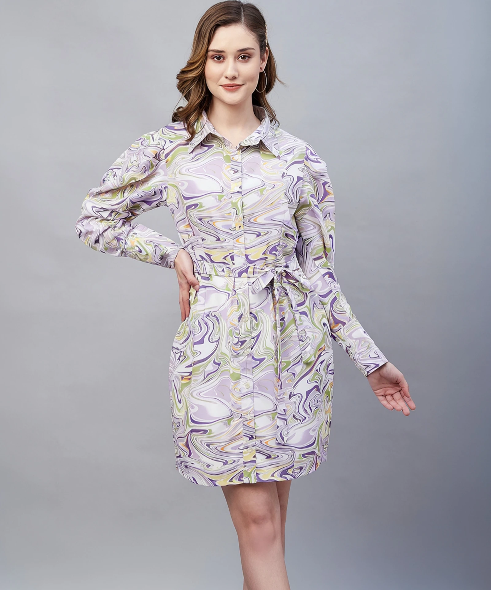 Marie Claire Women's Polyester A-Line Above The Knee Casual Dress