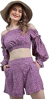 KETCH Polyester Women's Regular Fit Printed Threeforth Sleeve Co-Ord Set