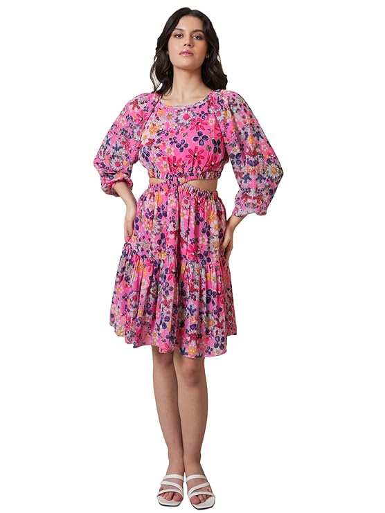 PURVAJA Women’s Cut Out Above Knee Length Dress