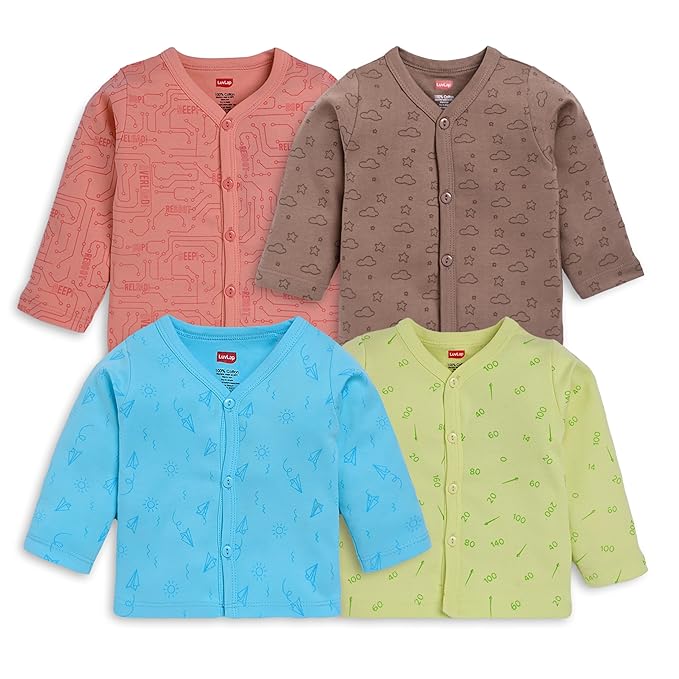 LuvLap Unisex's Printed Cotton Regular Fit H/S Jhabla Shirt
