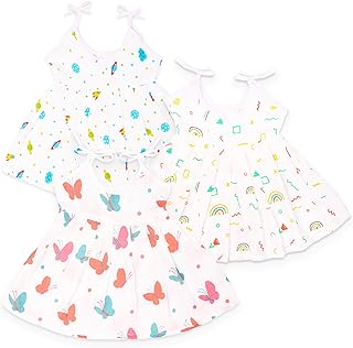 TotzTouch Baby Girls Dress | Frock Cami Strap Flared Printed Net Sleeveless Gown 3 Set