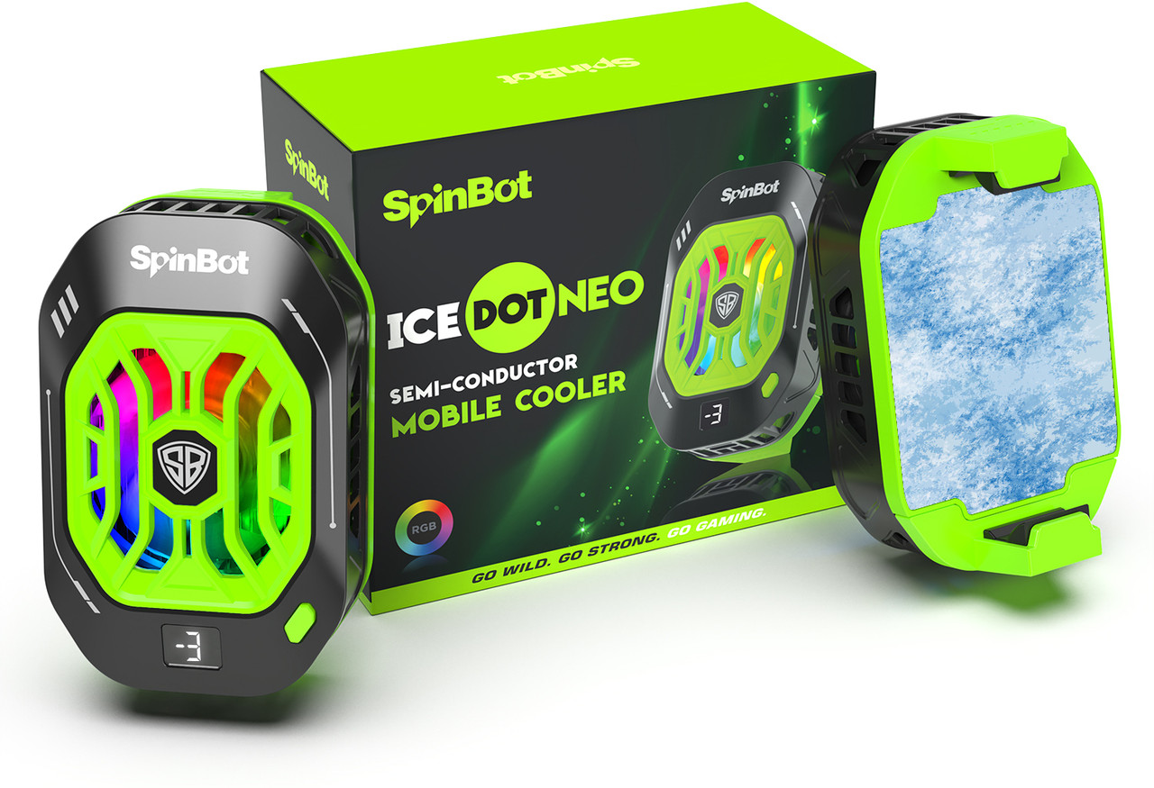 SpinBot IceDot Neo Mobile Cooler for Gaming (Temperature Display, RGB)