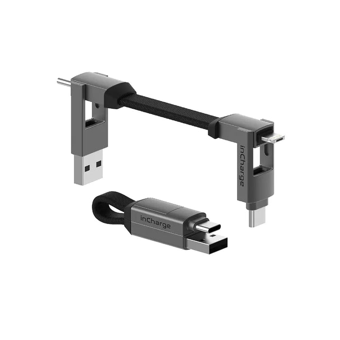 inCharge 6: Portable 6-in-1 Keychain Charging Cable | Mercury Gray