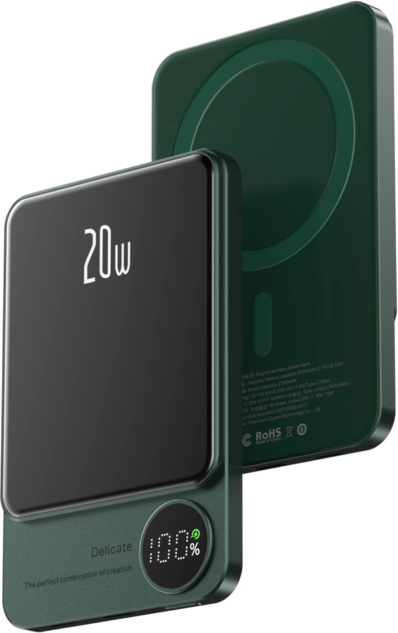 Rasta Ultra Slim 10000mAh 20W MagSafe Wireless Power Bank (Green)