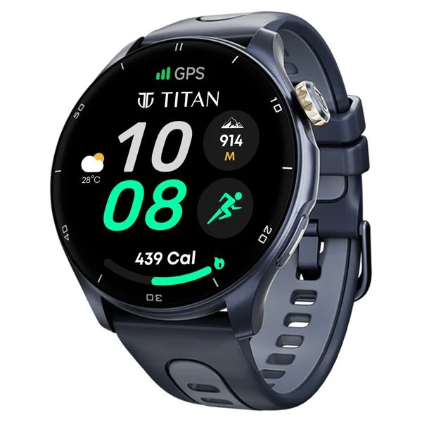 Titan Celestor Smartwatch: AMOLED Display, GPS, BT Calling, 7-Day Battery (Blue)