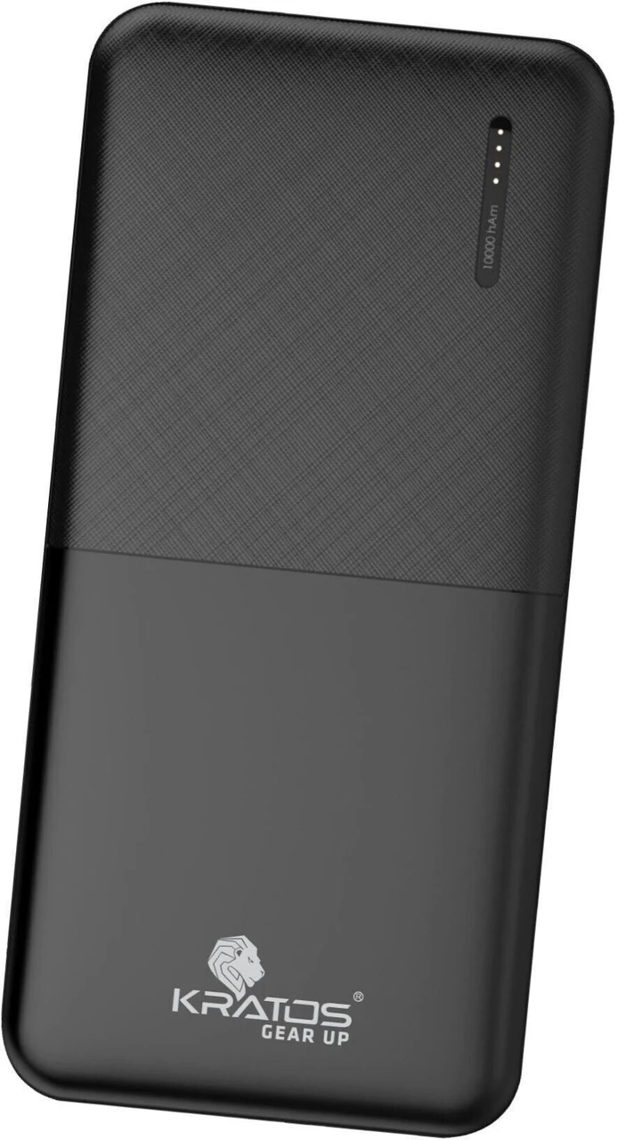 Kratos 10000mAh 12W Pocket Power Bank - Fast Charging Black Lithium Polymer