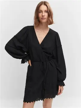 ONLY Women's Cotton Blend Wrap Mini Dress
