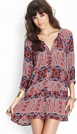 FOREVER 21 Womens Graphic Drop Waist Mini Dresses