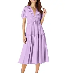 FTK® V-Neck Mesh Contrast Lace Mini Dress for Women | Slim-Fit & A-Line Design | Elegant Trumpet Sleeves | Soft & Breathable Fabric | Perfect for Casual, Wedding