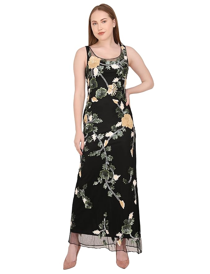 A C C Women Western Party Sequin Beaded Dress