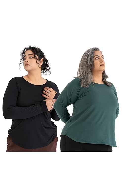 Spirit Animal Active Tshirt for Women Gym, Pack of 2| Gym Tshirt for Women Full Sleeves| Raglan Sleeves with Thumbholes| Relaxed Fit| Plus Size Active Wear Tshirt| Sweat Wicking | Yoga Tshirt Set
