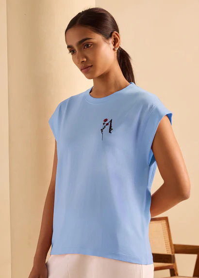 Alonge Women's Relaxed Fit Embroidery Tee