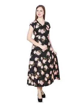 My Swag Women's Crepe Maxi Ankle Length Casual Dress