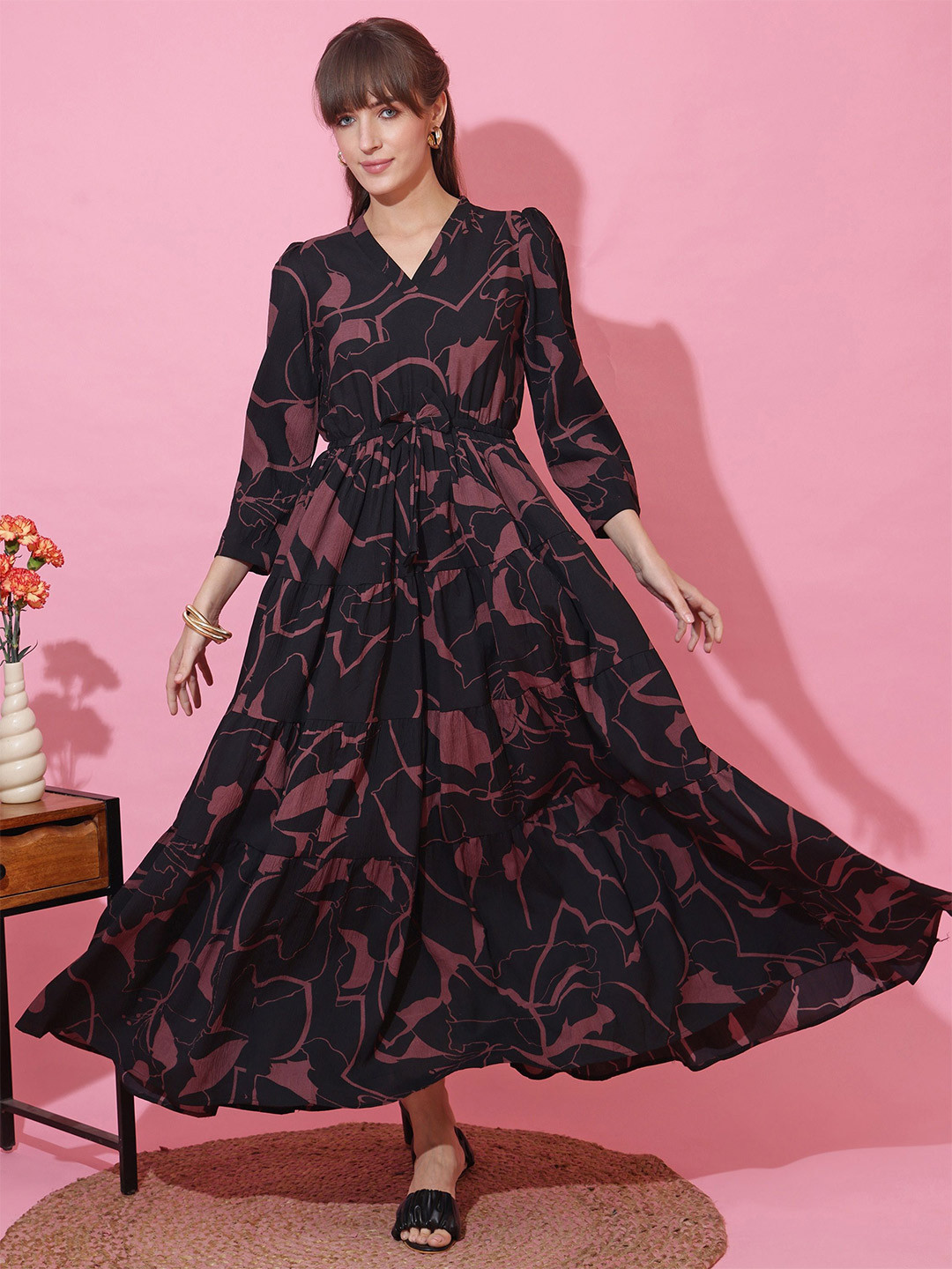 Sheetal Associates Women Casual Regular Sleeves Crepe Printed Fit and Flare Dress
