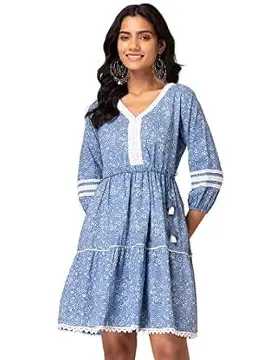 Indya Women's Fit and Flare Standard Length Dress