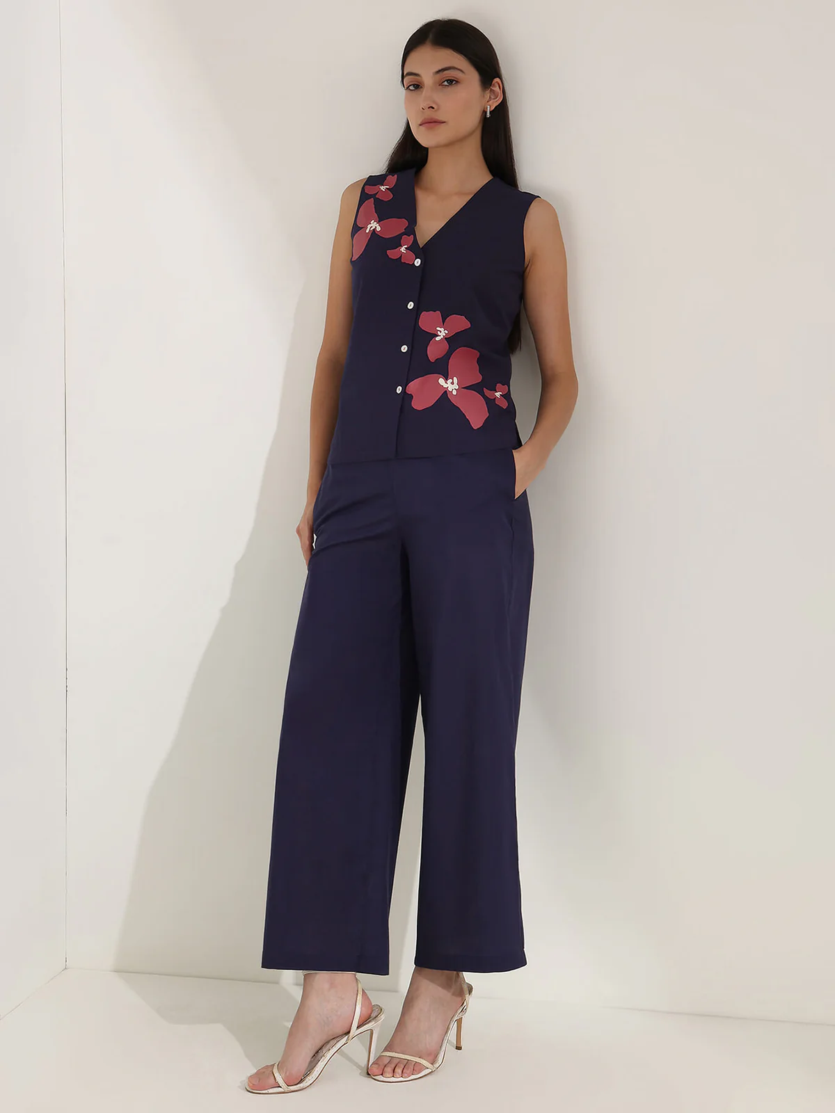 Pink Fort Rayon Solid Buttoned Maxi Dress - Blue