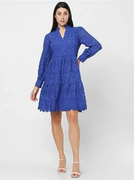 VERO MODA Women's Rayon Fit and Flare Mini Dress