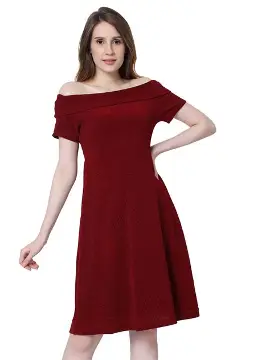 VERO MODA Women's Polyester Fit and Flare Above The Knee Dress
