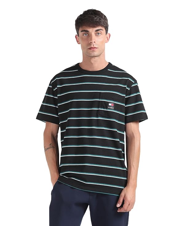Tommy Hilfiger Men's Cotton Striped Regular Fit T-Shirt
