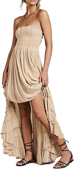 R.Vivimos Womens Summer Cotton Sexy Backless Long Dresses