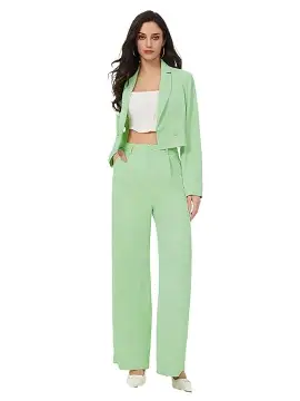 KOTTY Women's Solid Relaxed Fit Full Sleeve Co-ord Blazer and Trouser Set