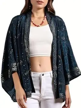 KE KANHA EXPORTS Shrugs for Women Stylish | Cover up on Jeans Tops for Women | Western Beach Outfits | Summer Clothes | Kimono Length Option Short | Medium | Long