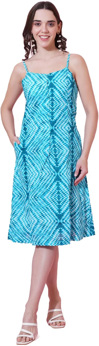 Indietoga Women's Hand Block Printed Sustainable Pure Cotton Dress (Small to Plus Sizes 7XL)