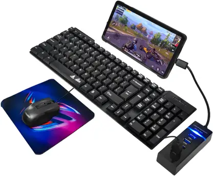 The Originals 5-in-1 Keyboard and Mouse Combo with USB Hub, C-Type OTG Cable, and Mouse Pad Combo Set??(Black)