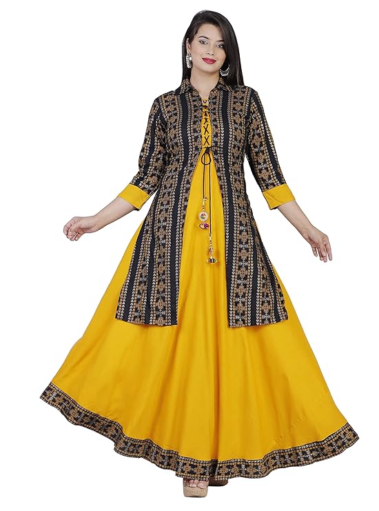 DSS FASHION Women Printed Cotton Rayon Blend Anarkali Kurta