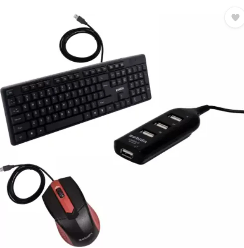 zebion K500 Wired Keyboard + Rocky wired Mouse + Pronto101 Usb hub Combo Set??(Black)