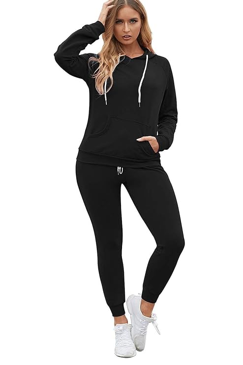 Fixmatti Women Pullover Hoodie Pockets Sweatpants Sport Jogger Sweatsuit