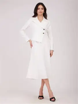 FableStreet A-line Jacket Dress - White