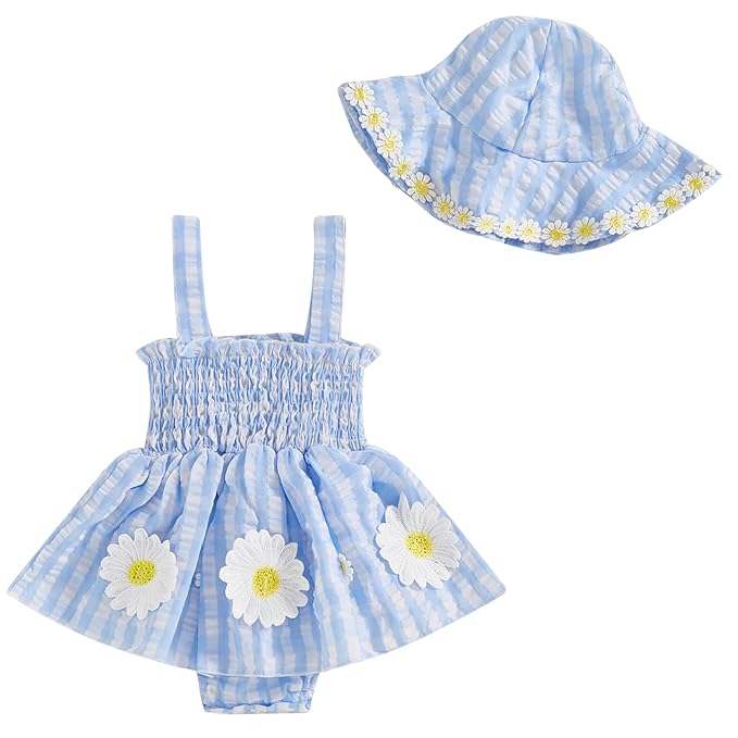 Mubineo Baby Girl Summer Clothes Floral Romper Dress Infant Sleeveless Rompers Skirt One Piece Boho Sun Dress Outfits
