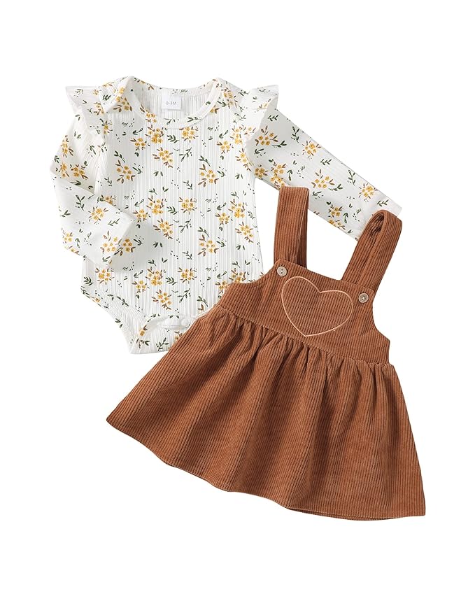 Newborn Baby Girl Clothes Toddler Long Sleeve Ruffle Romper Top Infant Skirt Set Little Girl Overall Dress