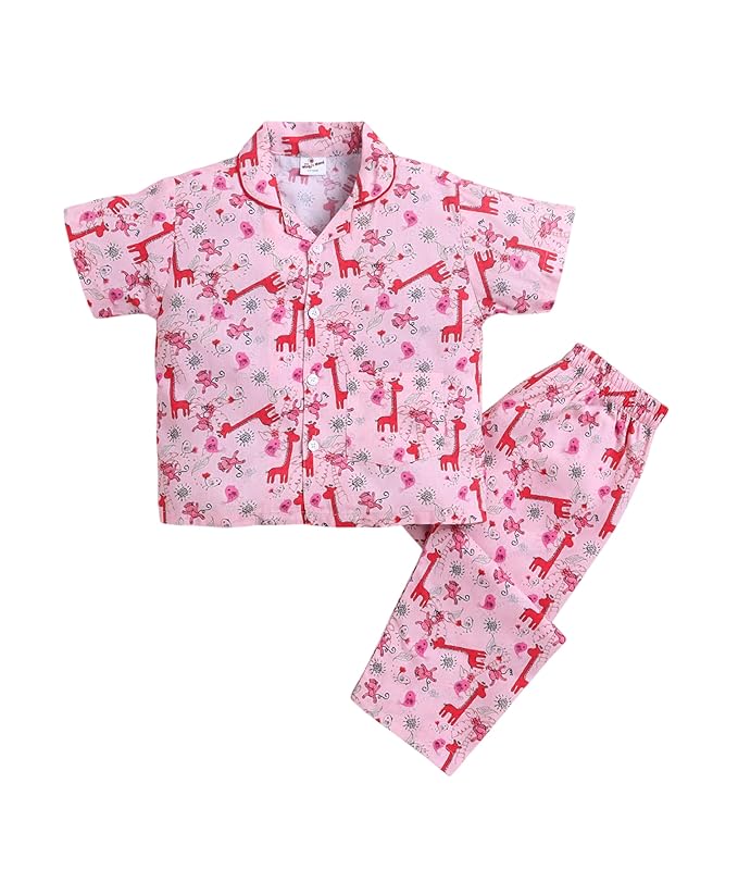 The Magic Wand Cotton Half Sleeves Christmas Night Dress for Boy & Girls, Night Suit/Nightdress/Sleepsuit/Sleepwear/Nightwear for Kids Top & Pyjama Combo Set