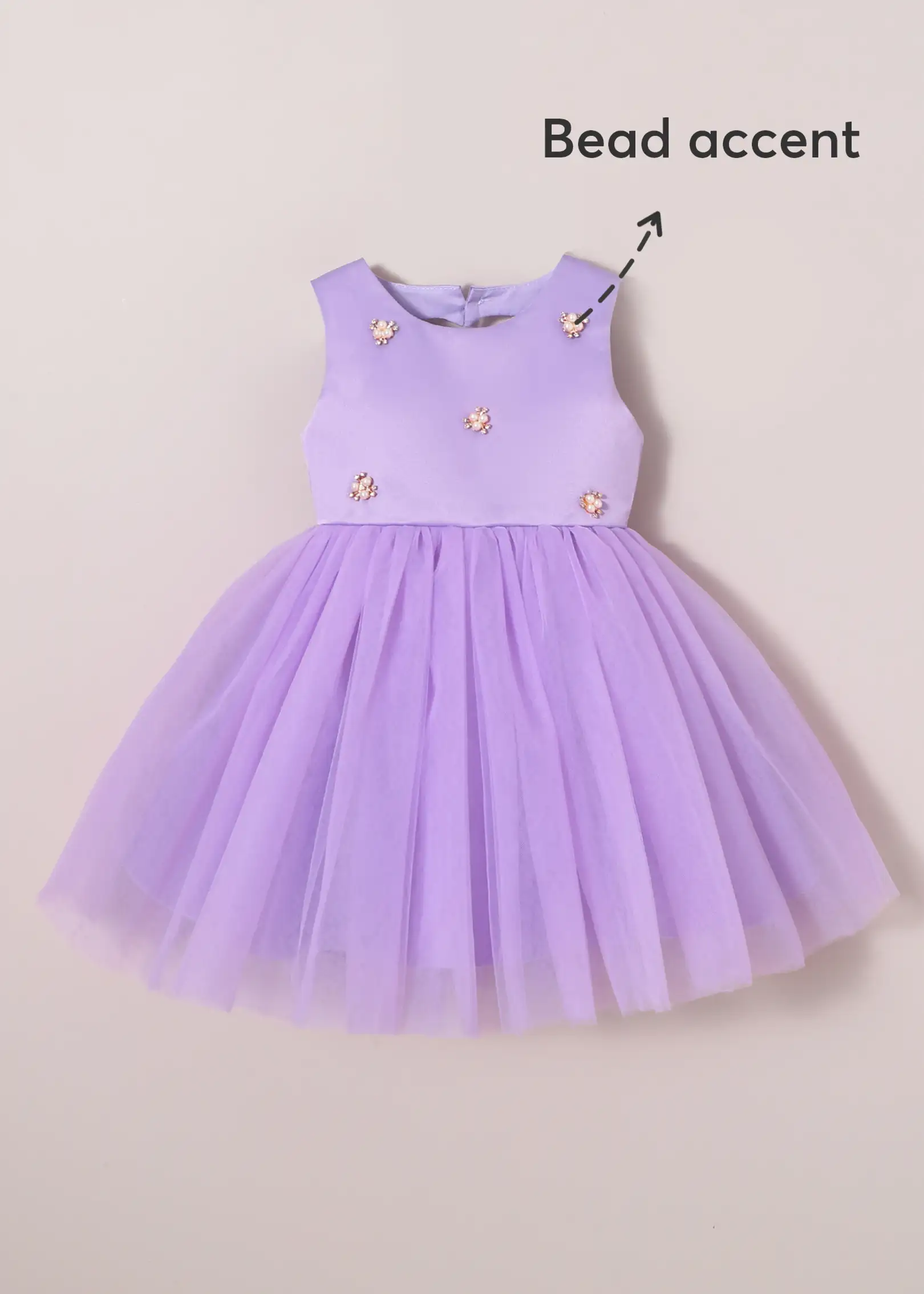 Hopscotch Baby Girls Embellished Print Sleeveless Lavender Party Dresses